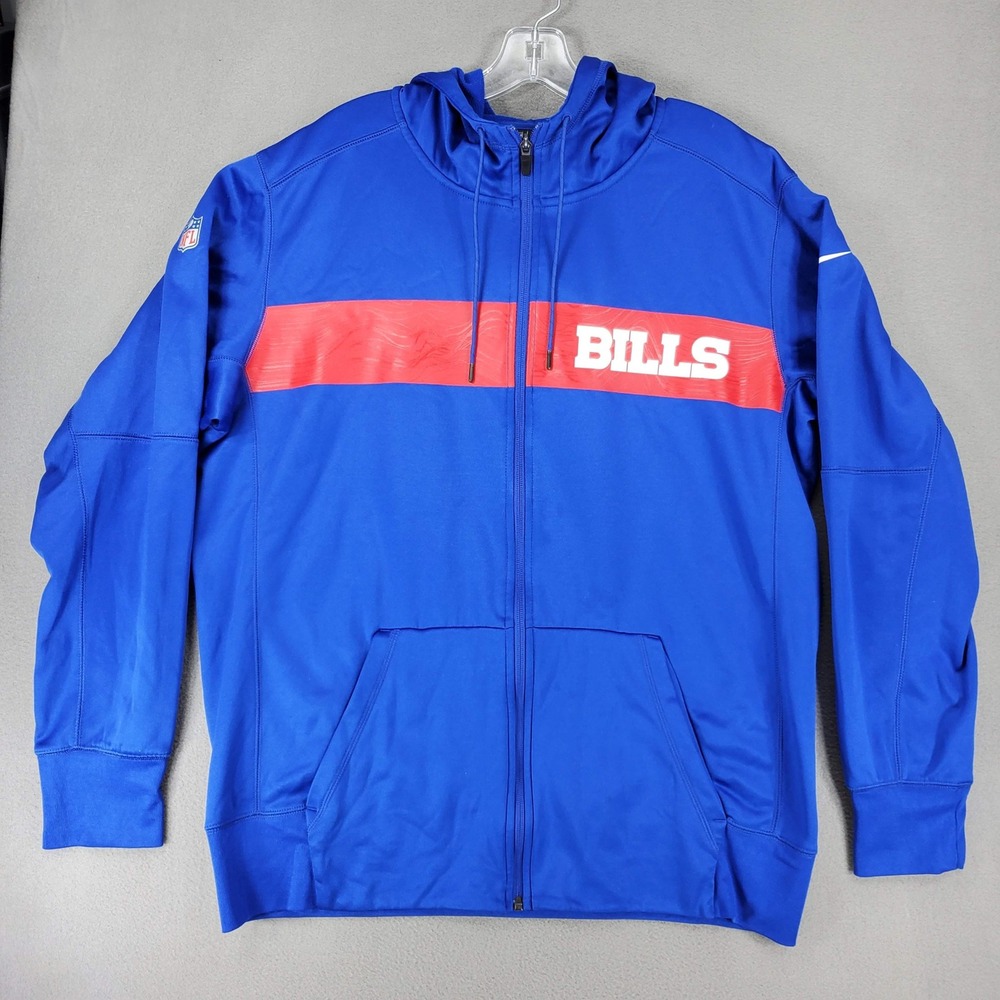 Nike Full Zip Hoodie Mens L Blue Buffalo Bills NFL On Field Athletic Jacket